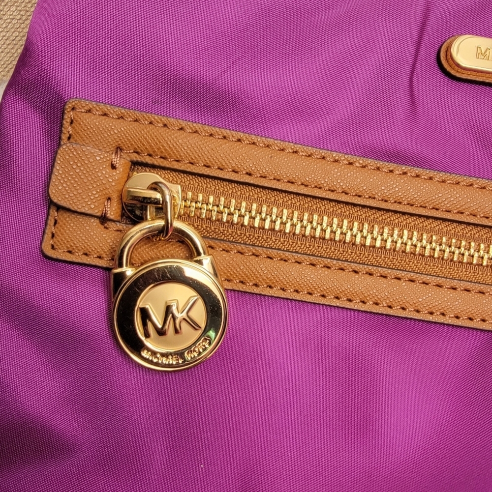 Michael Kors Kempton Burgundy/Tan Crossbody Shoulder Bag - Picture 12 of 16